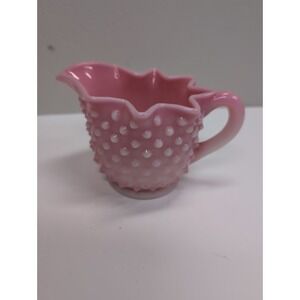EUC Fenton Pitcher Creamer Rosalene Hobnail FAGCA‎